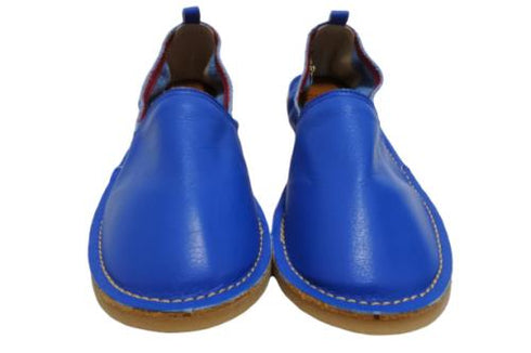 【モモ MO-2 ブルー】ぺたんこ柔らか本革シューズ